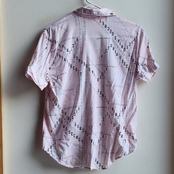 Victoria's Secret Pink/Black Cotton Blend Button Down Pajama Shirt Size Small - Picture 15 of 16